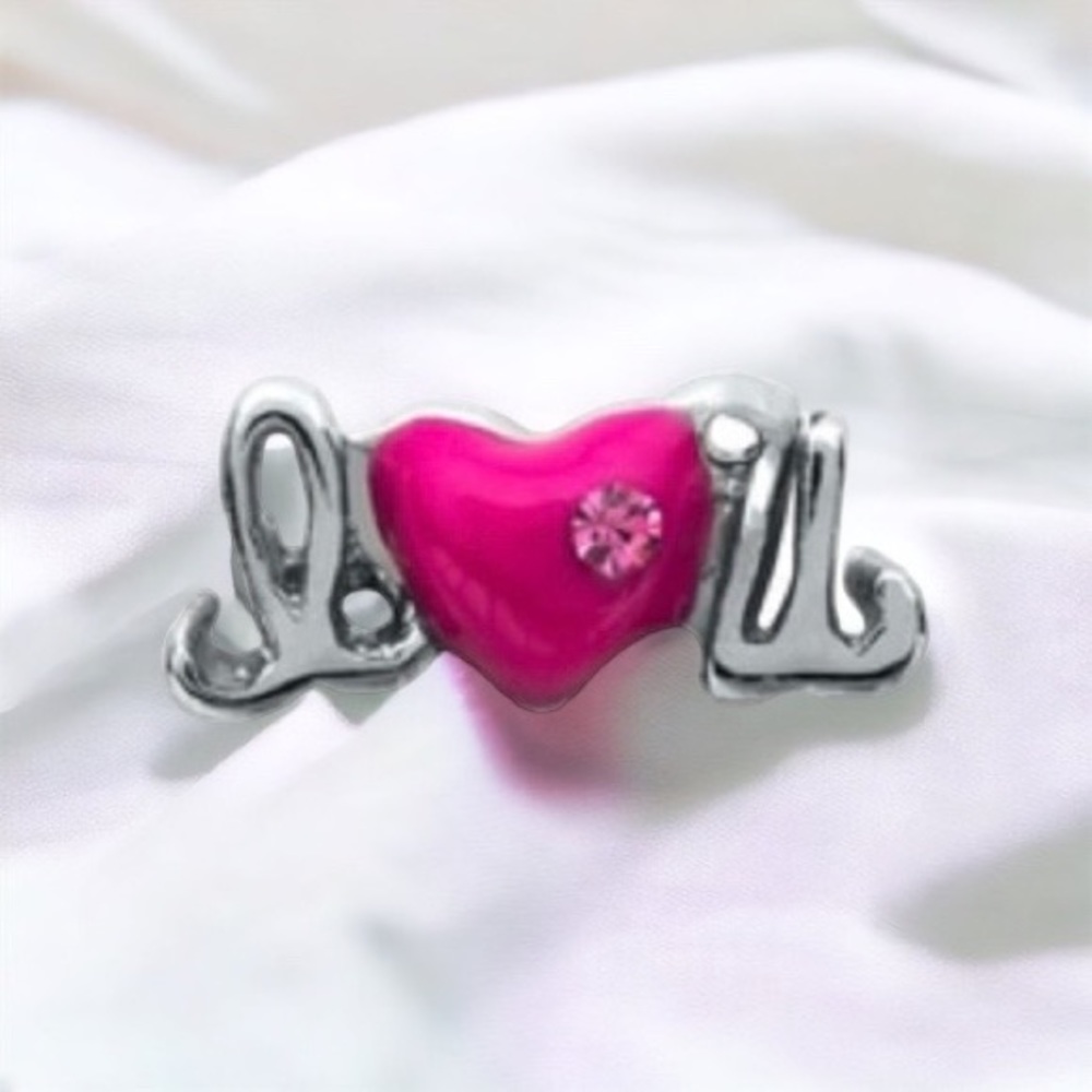Origami Owl I Love You Charm With Pink Crystal